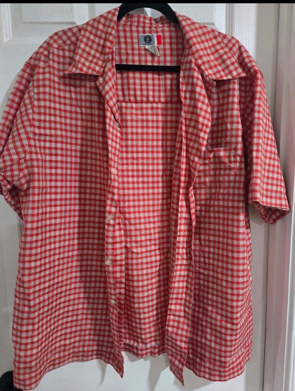 Arizona Jean Co. Short Sleeve Button Down Shirt Size Large Red Checkered